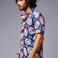 Colourful Skull Printed Blue Shirt for Men - Go Devil
