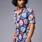 Colourful Skull Printed Blue Shirt for Men - Go Devil