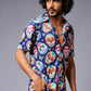 Colourful Skull Printed Blue Shirt for Men - Go Devil