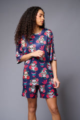 Colourful Skull Printed Premium Co-ord Set for Women - Go Devil