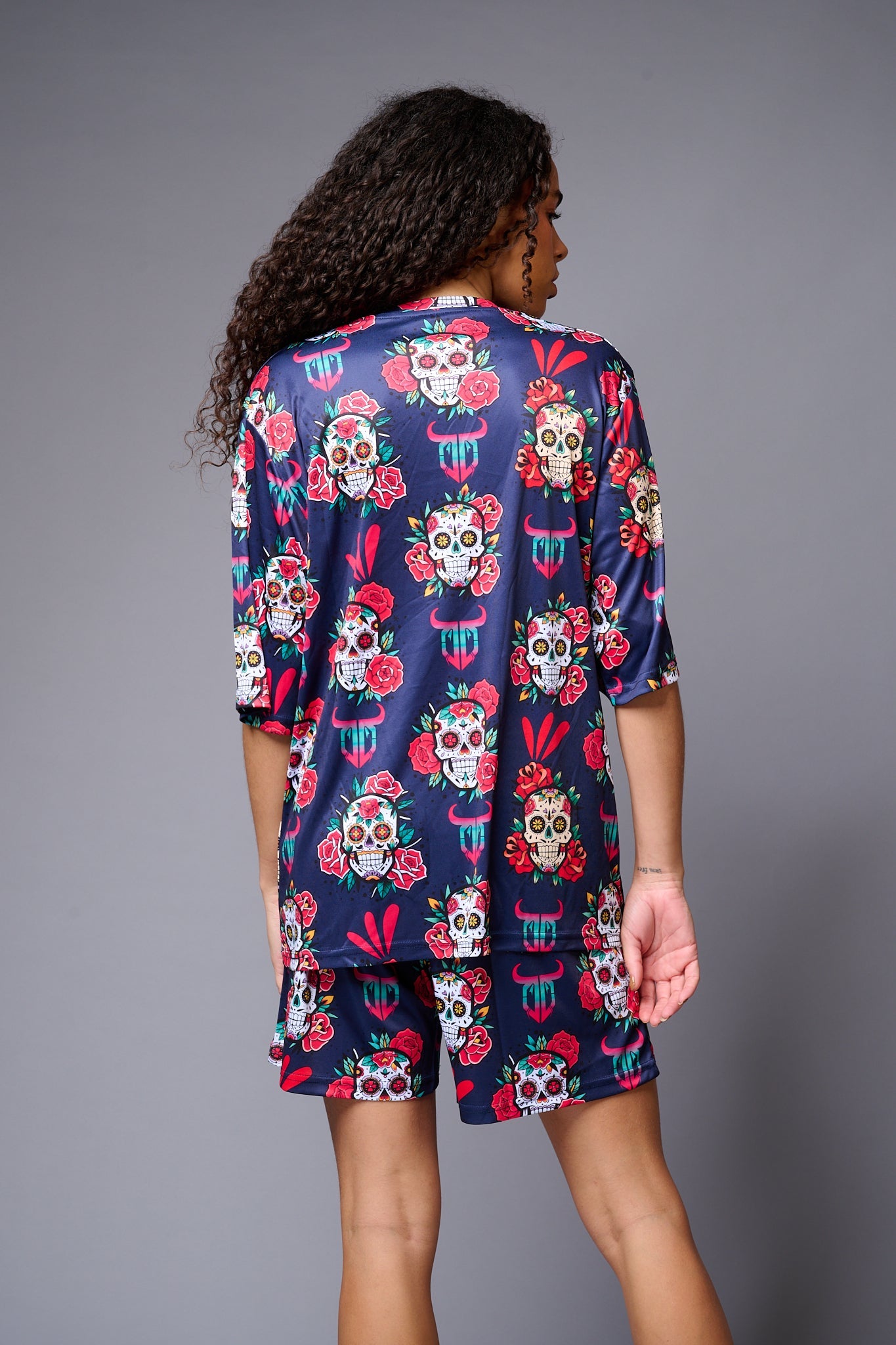 Colourful Skull Printed Premium Co-ord Set for Women - Go Devil