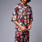 Colourful Skull Printed Red & Black Co-ord Set for Men - Go Devil
