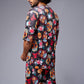 Colourful Skull Printed Red & Black Co-ord Set for Men - Go Devil