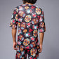 Colourful Skull Printed Red & Black Co-ord Set for Men - Go Devil