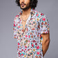 Colourful Skull Printed White Co-ord Set for Men - Go Devil