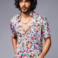 Colourful Skull Printed White Co-ord Set for Men - Go Devil