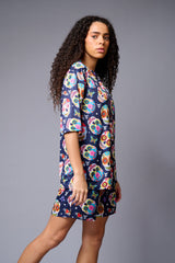 Colourfull Skull Printed Premium Co-ord Set for Women - Go Devil