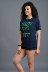 Creepy Girls Are The Best Printed Oversized T-Shirt for Women - Go Devil
