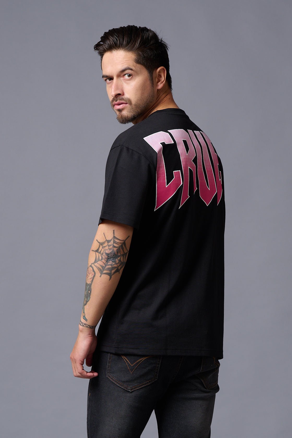 Cruel (in Gradient) Printed Black Oversized T-Shirt for Men - Go Devil