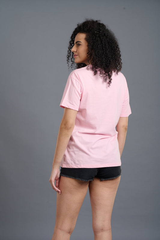 Cute But Devilish Inside Printed Pink Oversized T-Shirt for Women - Go Devil