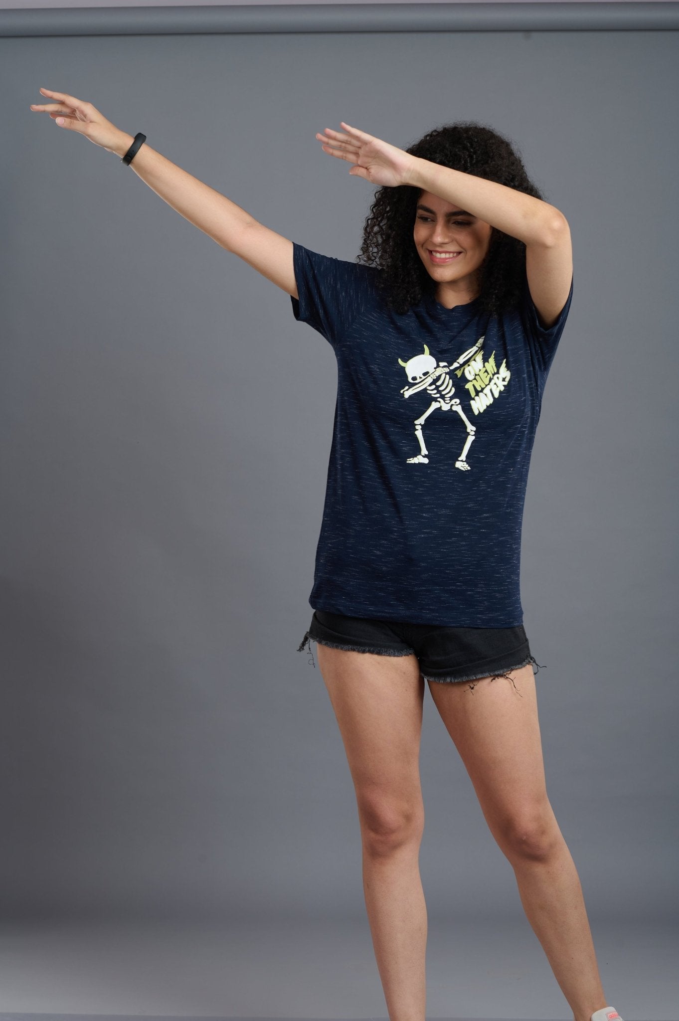 Dab On Them Haters with Skeleton Printed Oversized T-Shirt for Women - Go Devil