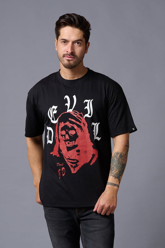 Dark Devil Black Oversized T-Shirt for Men - Go Devil