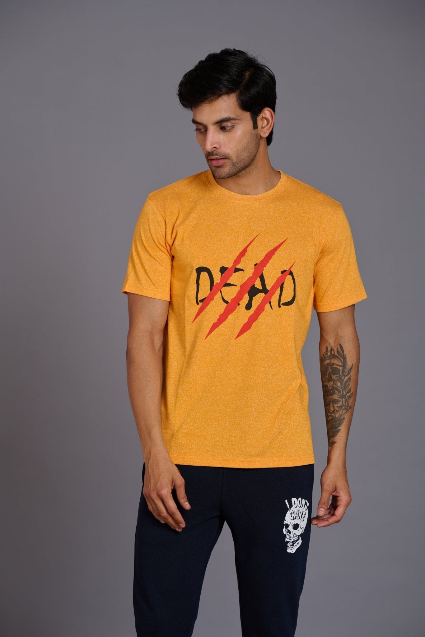 Dead Devil Printed Yellowish T-Shirt for Men - Go Devil