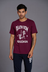 Death Row Records Printed Maroon T-Shirt for Men - Go Devil