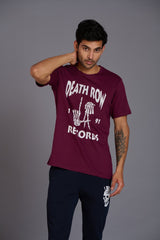 Death Row Records Printed Maroon T-Shirt for Men - Go Devil