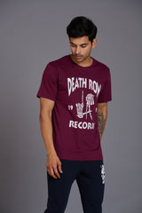 Death Row Records Printed Maroon T-Shirt for Men - Go Devil