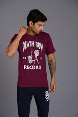 Death Row Records Printed Maroon T-Shirt for Men - Go Devil