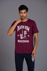 Death Row Records Printed Maroon T-Shirt for Men - Go Devil