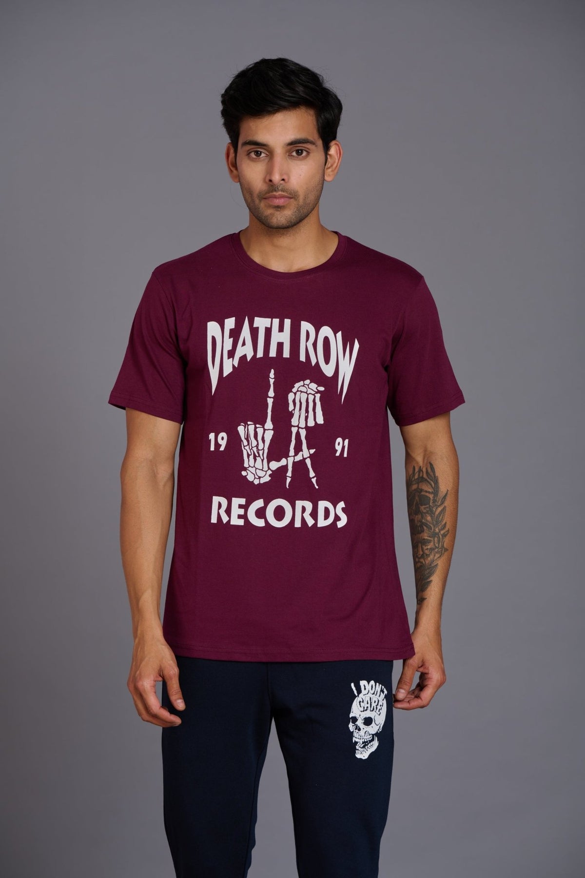 Death Row Records Printed Maroon T-Shirt for Men - Go Devil