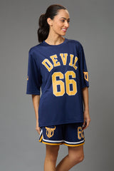 Devil 66 Printed Co-ord Navy Set for Women - Go Devil