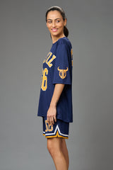 Devil 66 Printed Co-ord Navy Set for Women - Go Devil
