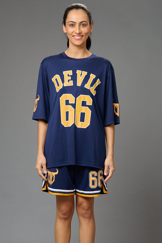Devil 66 Printed Co-ord Navy Set for Women - Go Devil