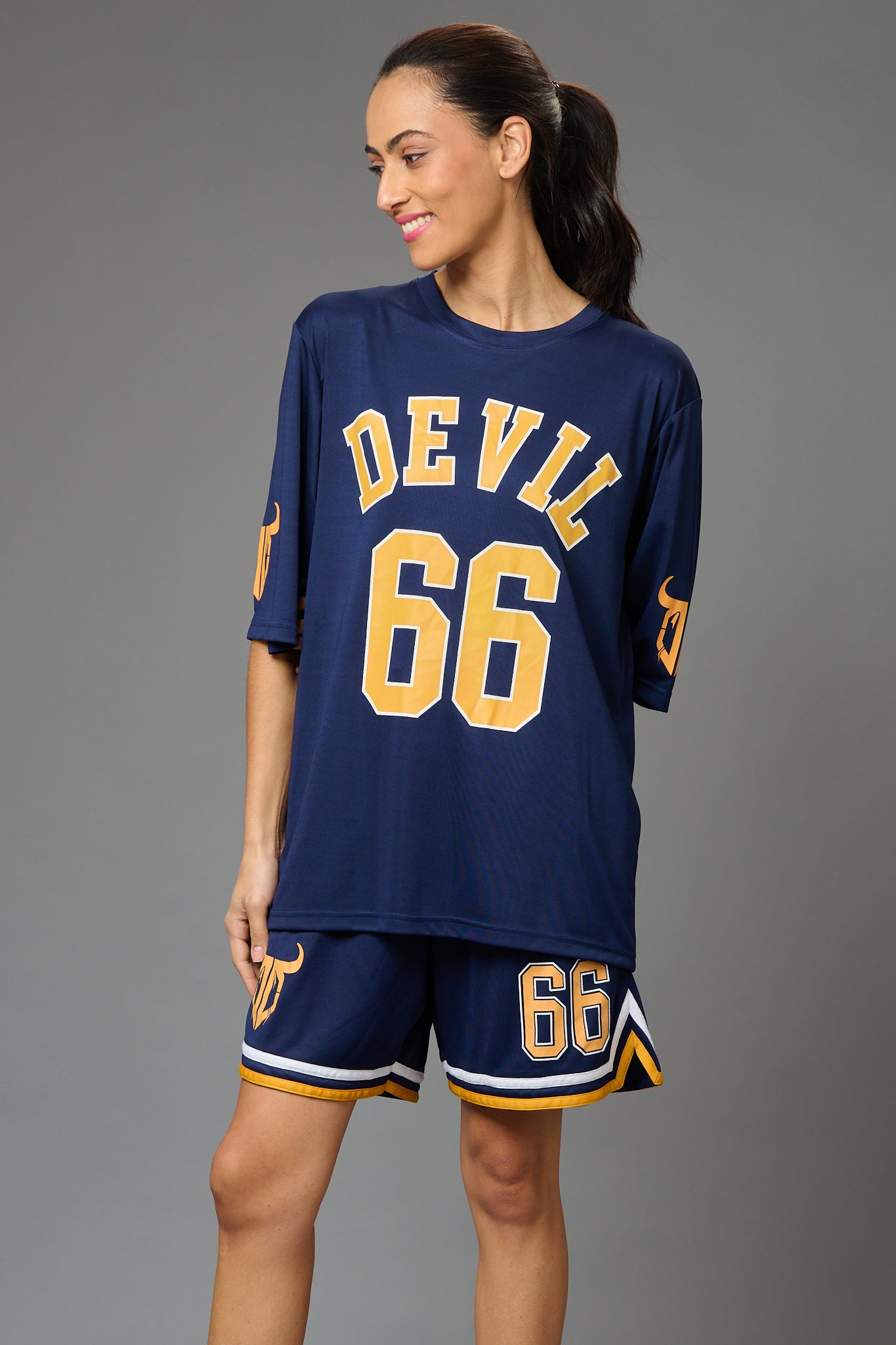Devil 66 Printed Co-ord Navy Set for Women - Go Devil