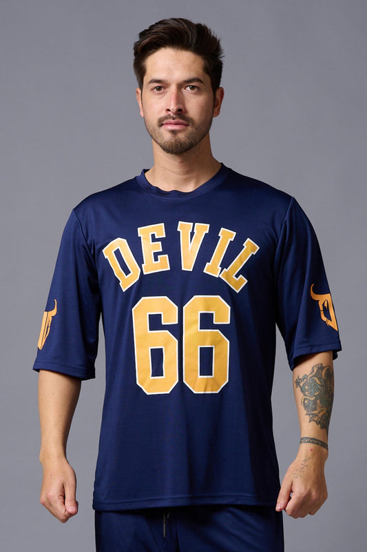 Devil 66 Printed Navy Polyester Jersy for Men - Go Devil