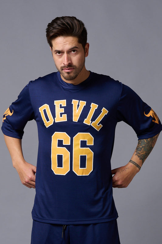 Devil 66 Printed Navy Polyester Jersy for Men - Go Devil