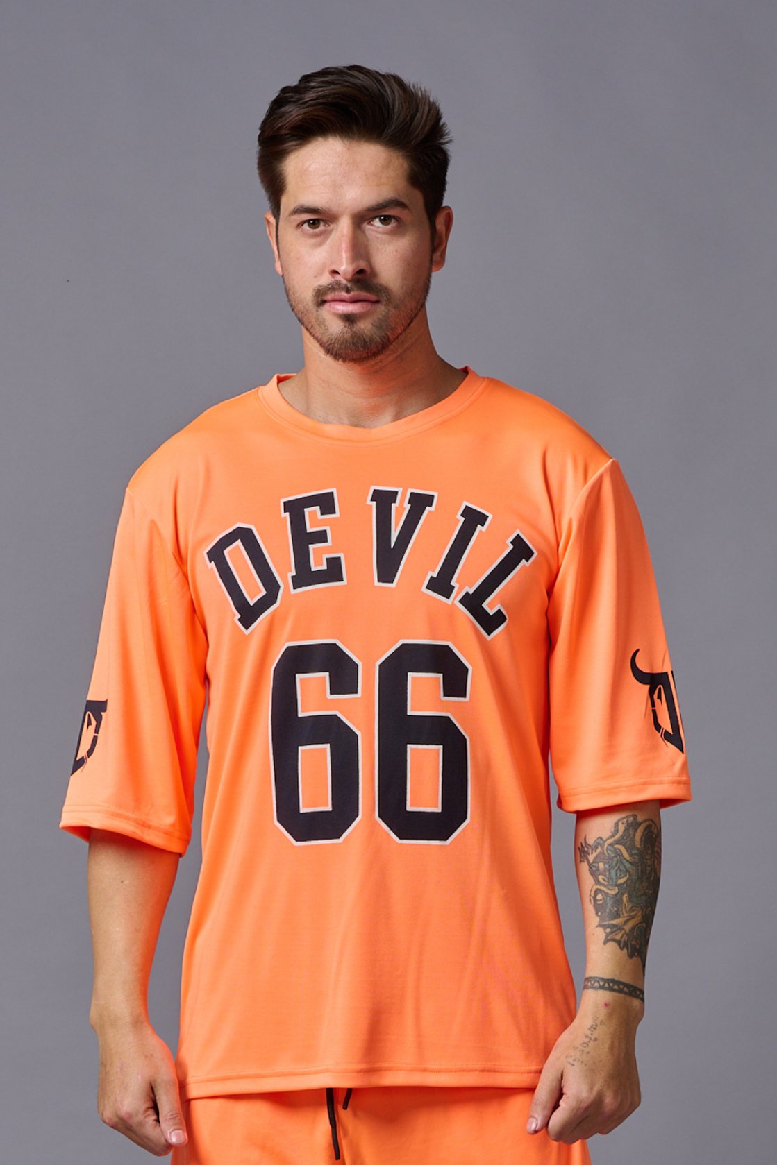 Devil 66 Printed Orange Polyester Jersy for Men - Go Devil