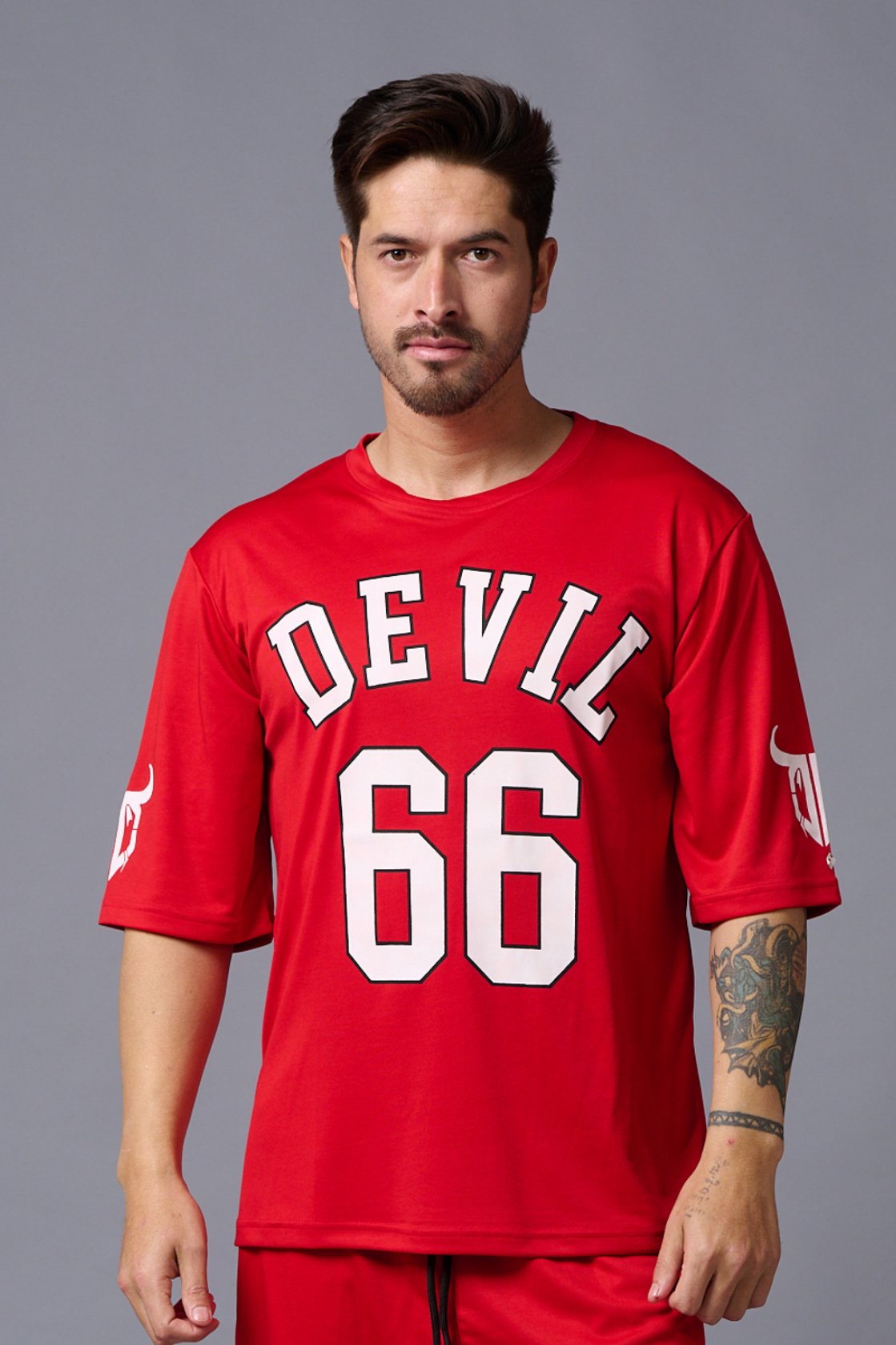 Devil 66 Printed Red Polyester Jersy for Men - Go Devil