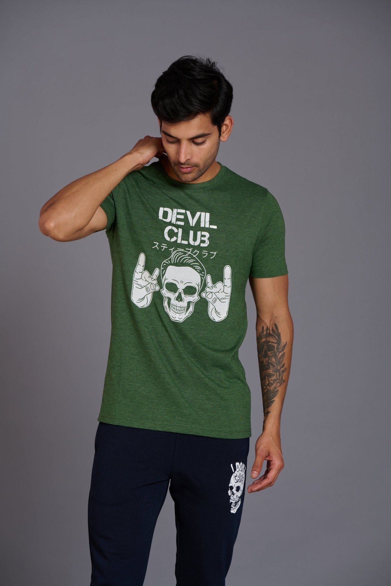 Devil Club Printed Green T-Shirt for Men - Go Devil