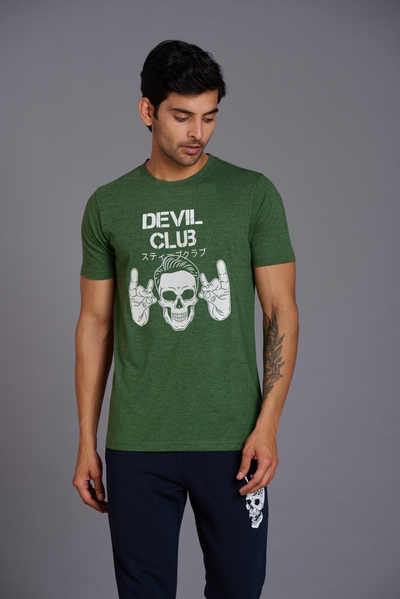 Devil Club Printed Green T-Shirt for Men - Go Devil