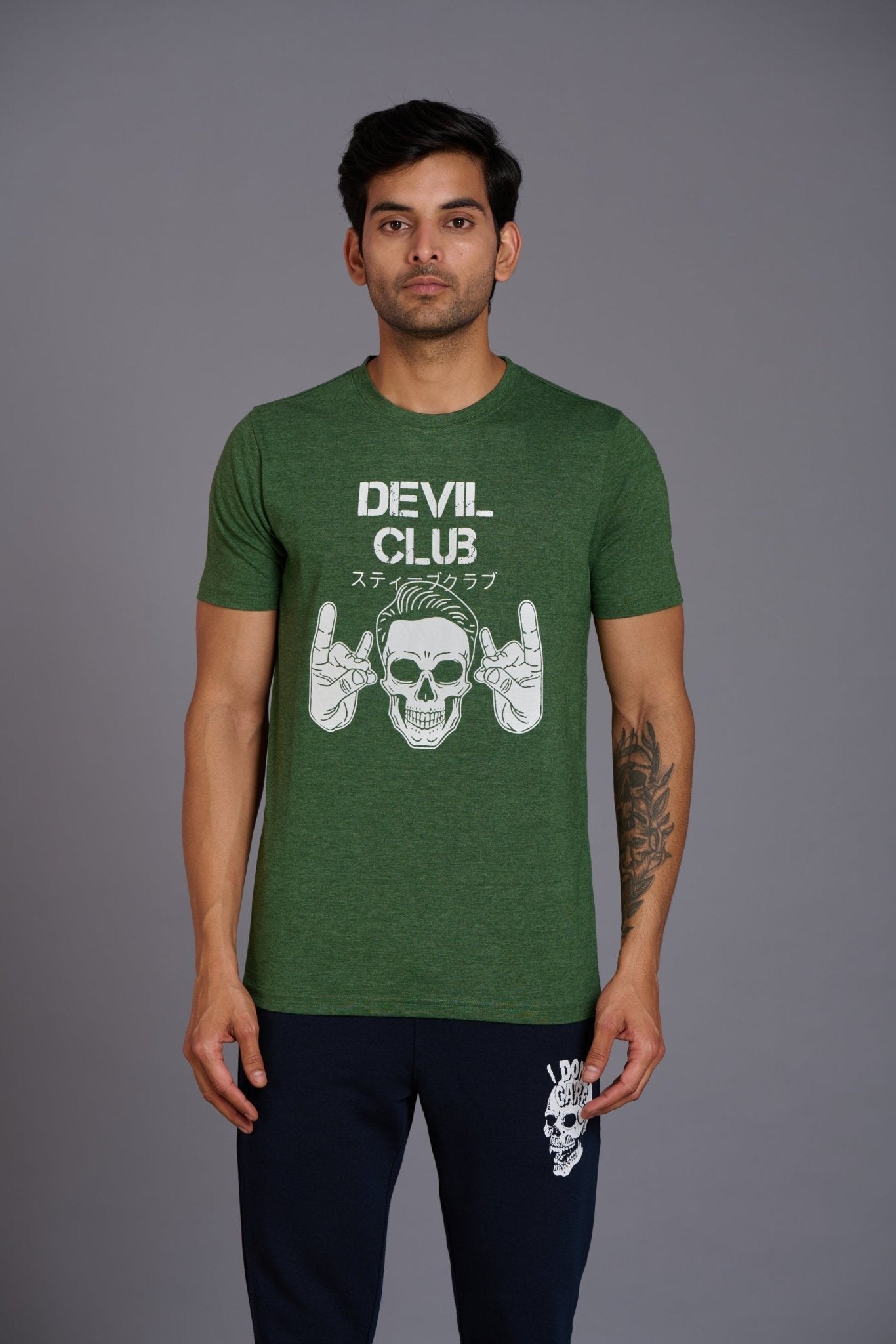 Devil Club Printed Green T-Shirt for Men - Go Devil