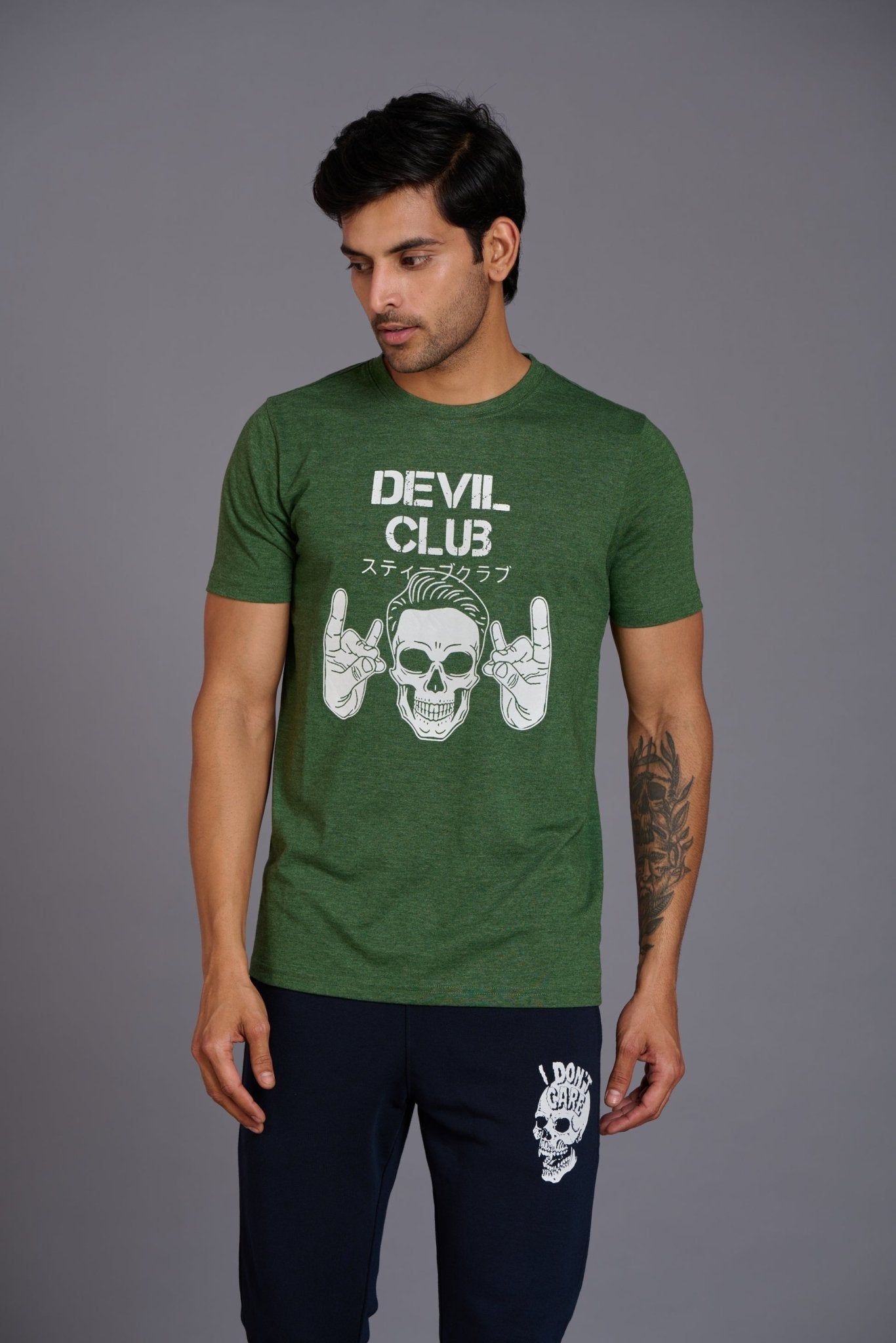 Devil Club Printed Green T-Shirt for Men - Go Devil