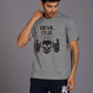 Devil Club & Skull Printed Grey Oversized T-Shirt for Men - Go Devil