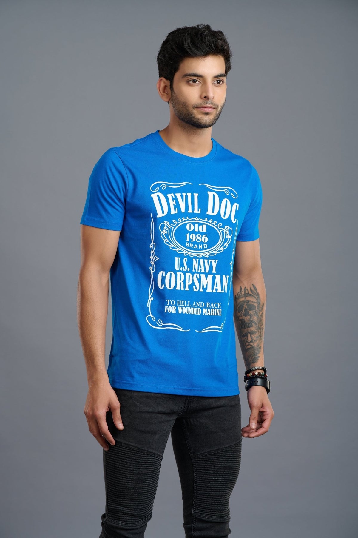 Devil Doc Devil Doc Printed Royal Blue T-Shirt for Men - Go Devil