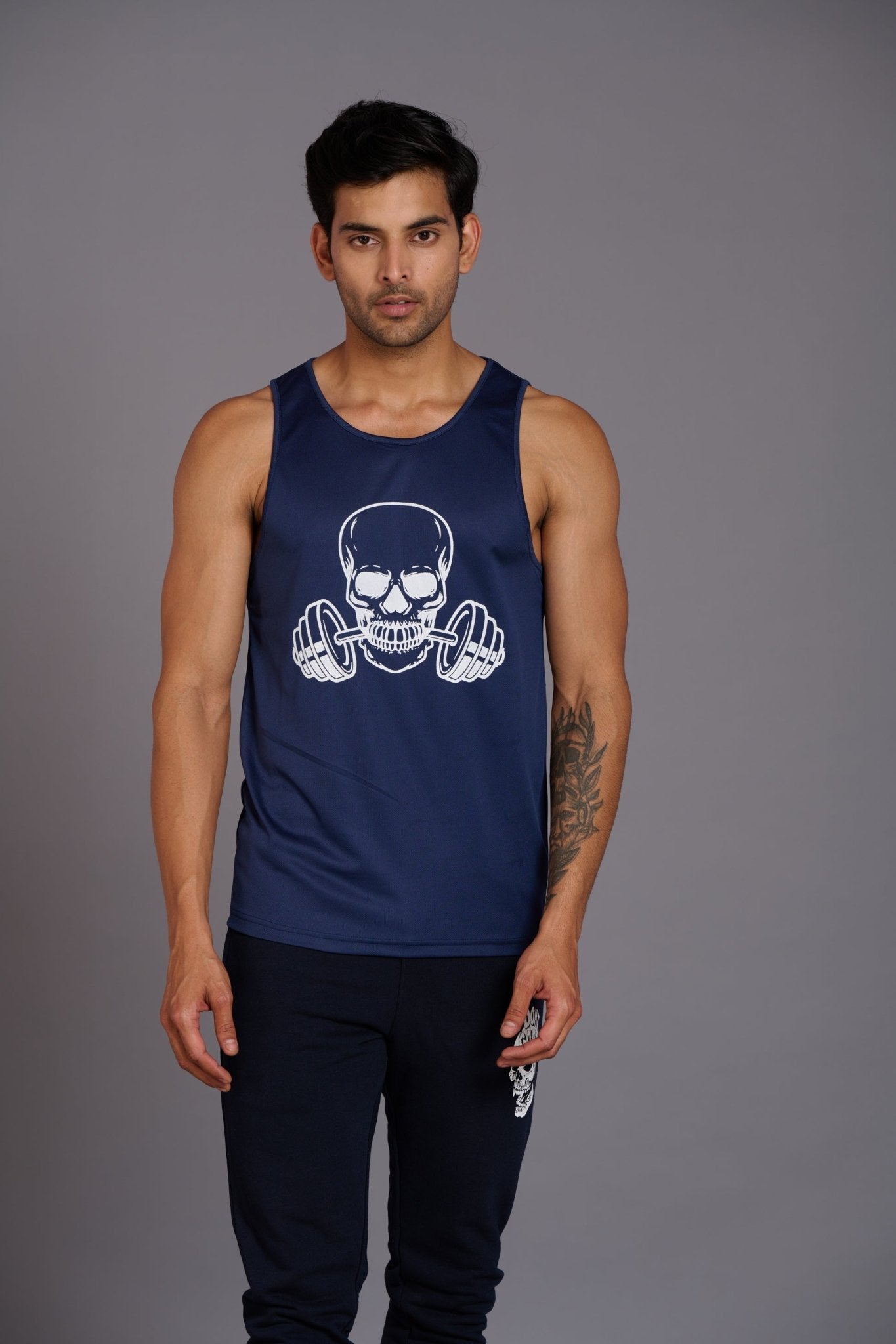 Devil Fit Printed Navy Blue Vest (Activewear) for Men - Go Devil