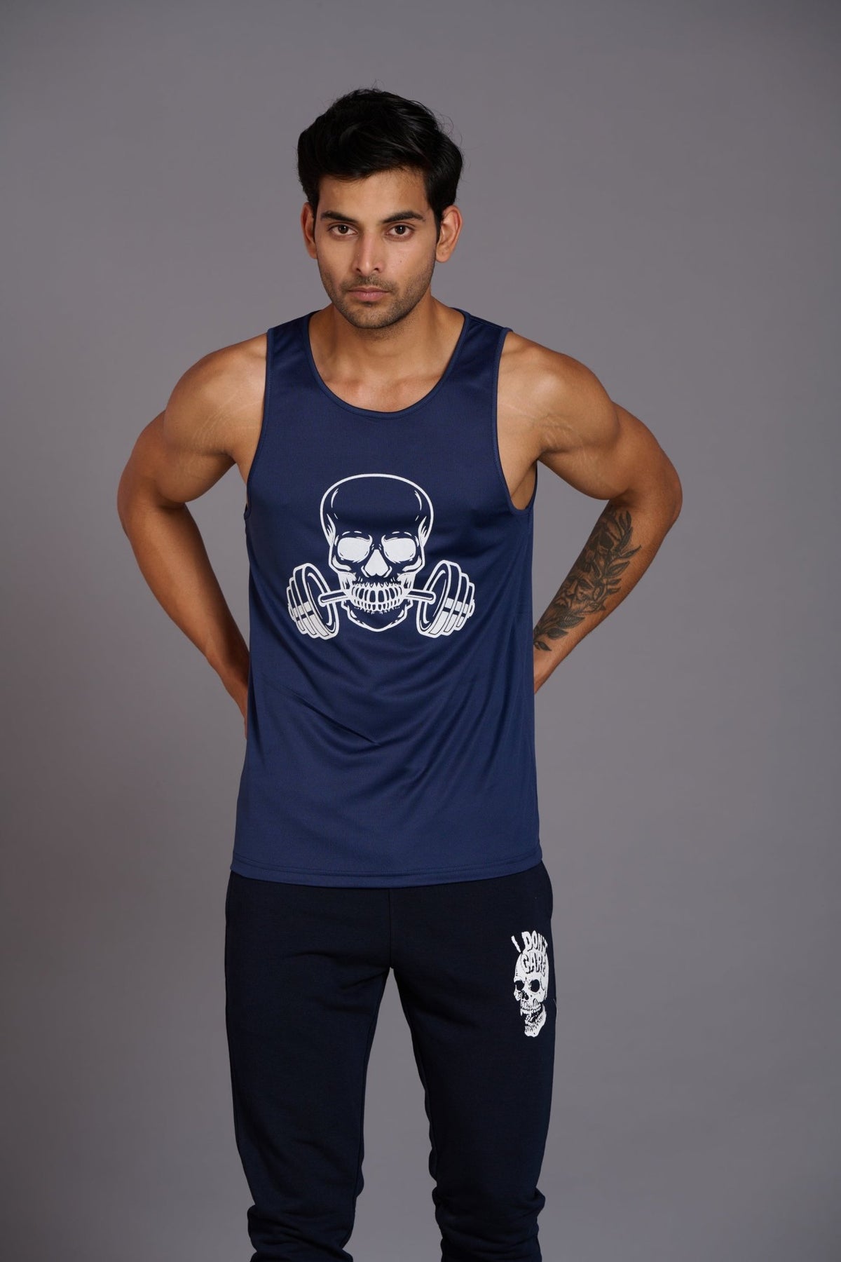 Devil Fit Printed Navy Blue Vest (Activewear) for Men - Go Devil