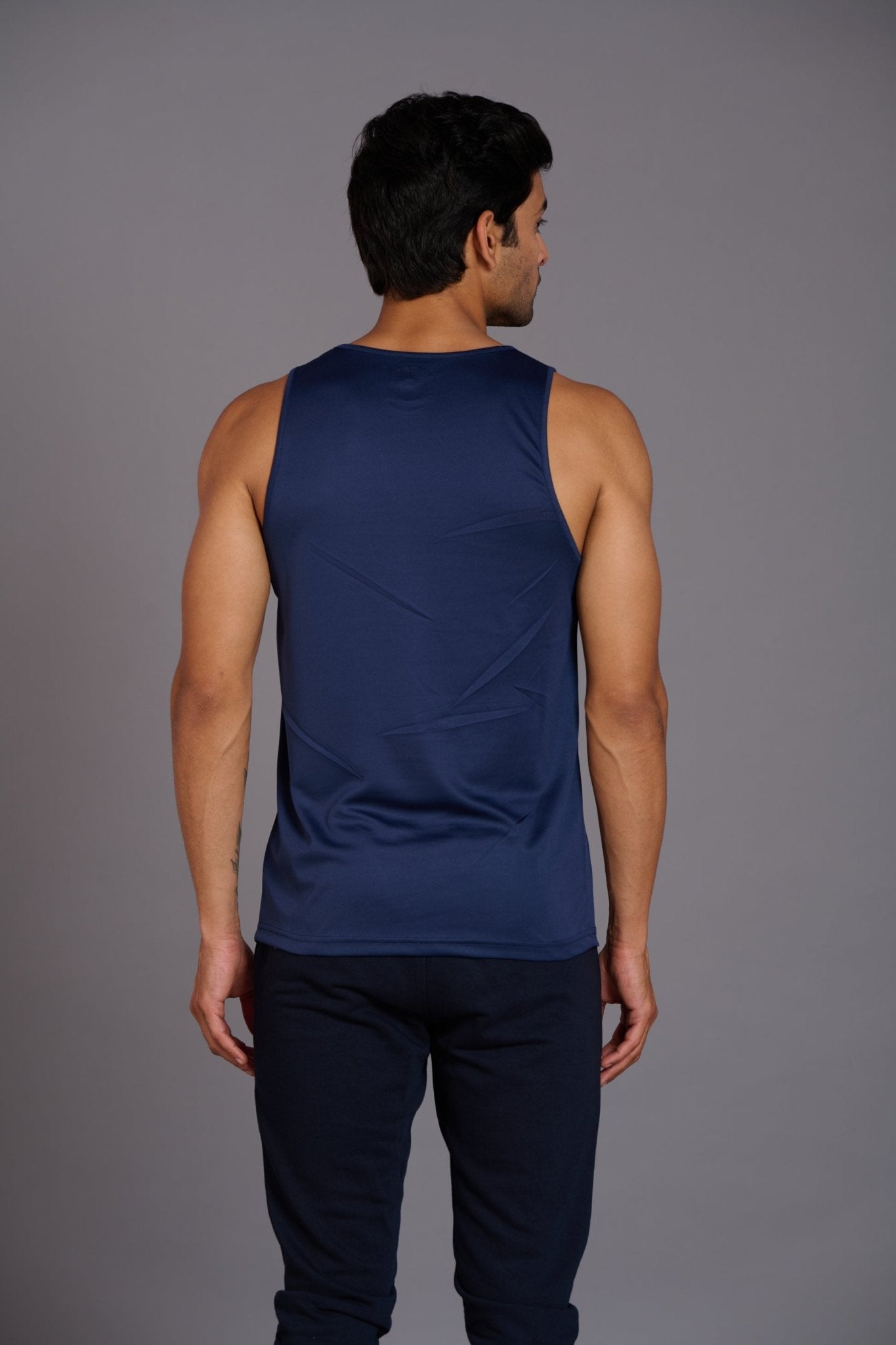 Devil Fit Printed Navy Blue Vest (Activewear) for Men - Go Devil