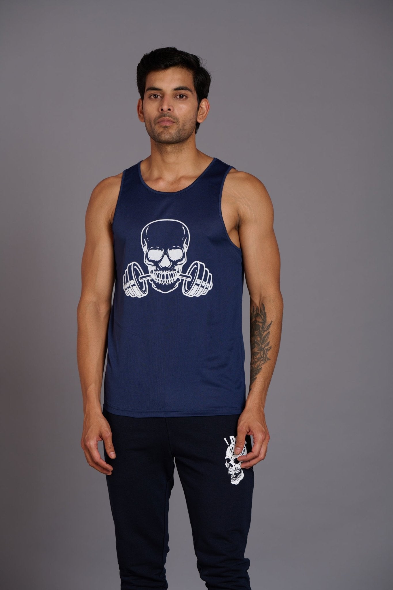Devil Fit Printed Navy Blue Vest (Activewear) for Men - Go Devil