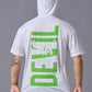 Devil (in Green) Printed White Hooded Oversized T-Shirt for Men - Go Devil