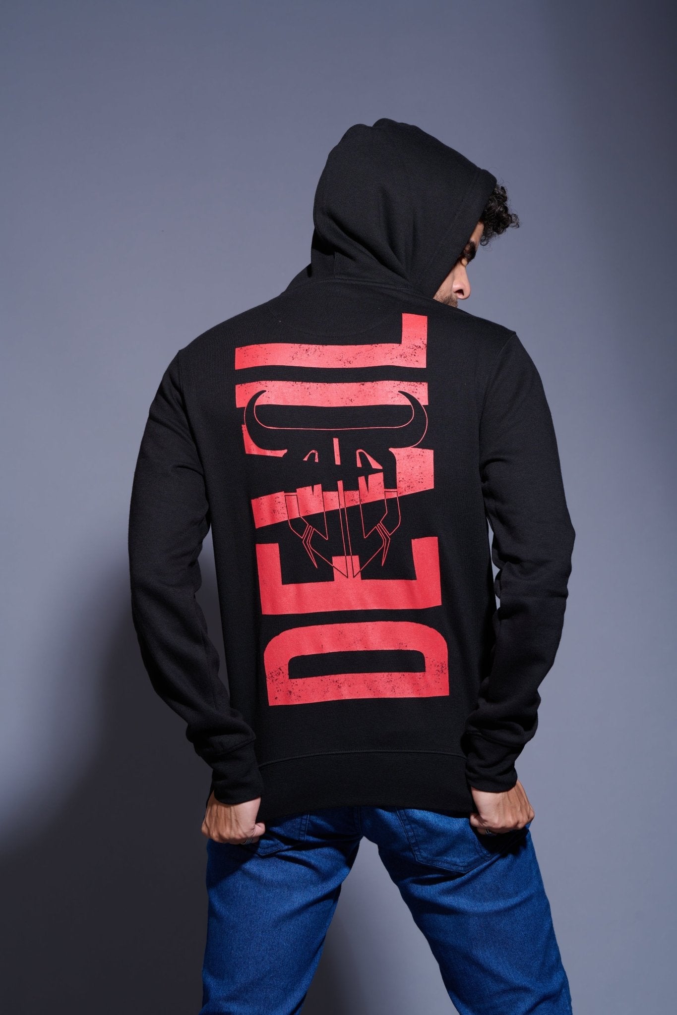 Mens red and black on sale hoodie