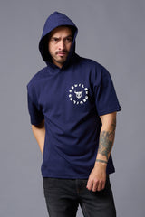 Devil (in White) Printed Hooded Oversized T-Shirt for Men - Go Devil