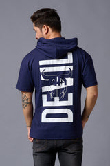 Devil (in White) Printed Hooded Oversized T-Shirt for Men - Go Devil