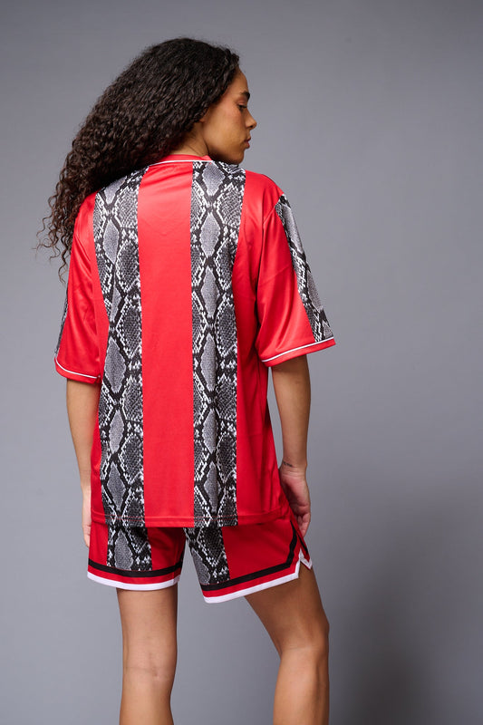 Devil (in White) Printed Red and Black Snake Co-ord Set for Women - Go Devil