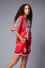 Devil (in White) Printed Red and Black Snake Co-ord Set for Women - Go Devil