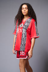 Devil (in White) Printed Red and Black Snake Co-ord Set for Women - Go Devil