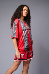 Devil (in White) Printed Red and Black Snake Co-ord Set for Women - Go Devil