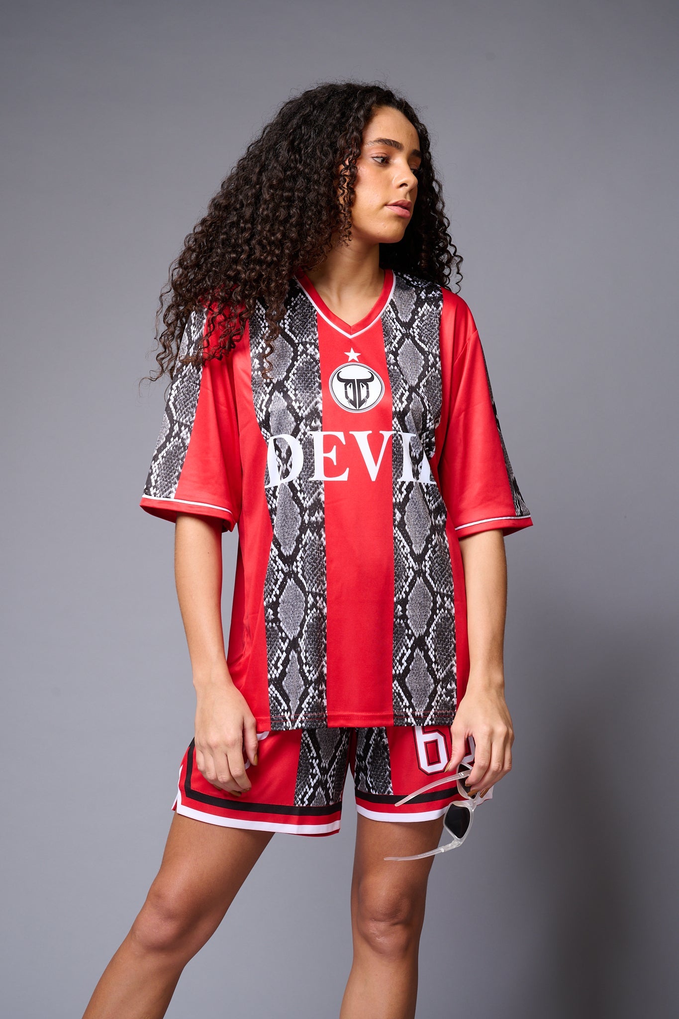 Devil (in White) Printed Red and Black Snake Co-ord Set for Women - Go Devil